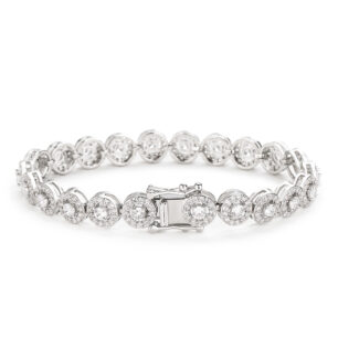 white gold zircon tennis bracelet for women with sparkling round stones