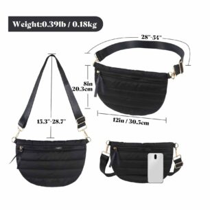 Black womens belt bag size