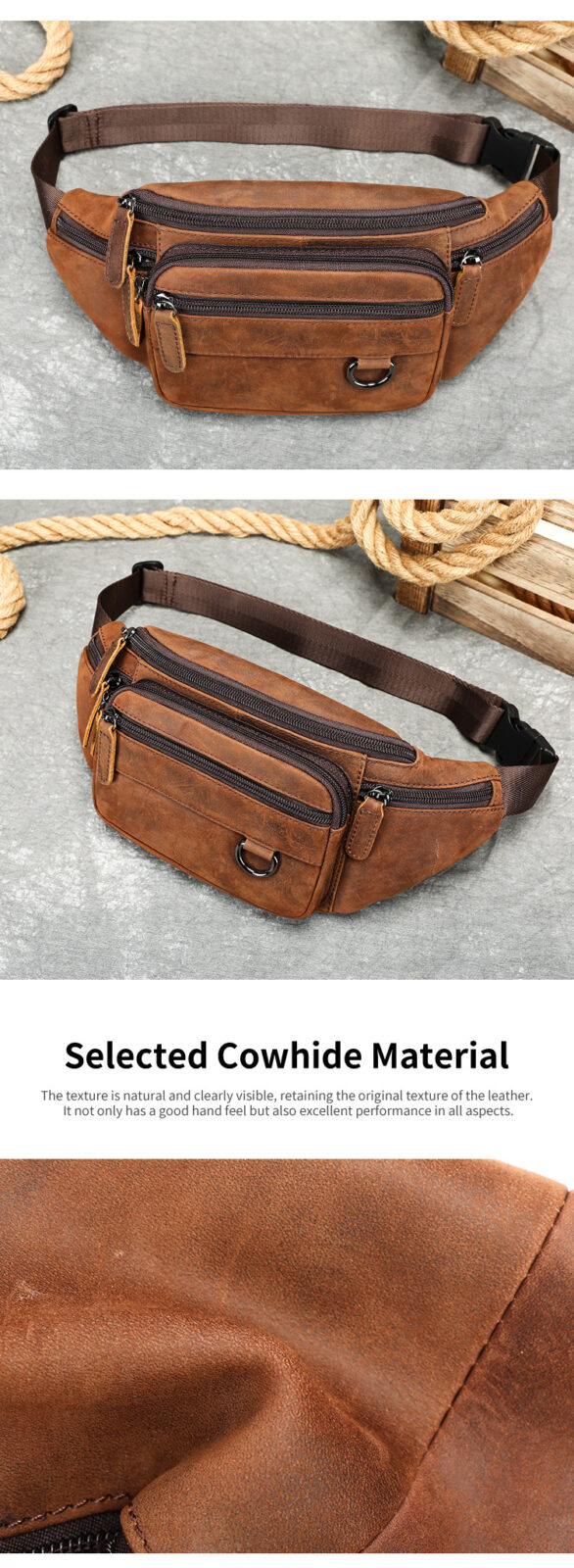 Men’s Leather Sling Bag – Brown Crossbody for Everyday Carry