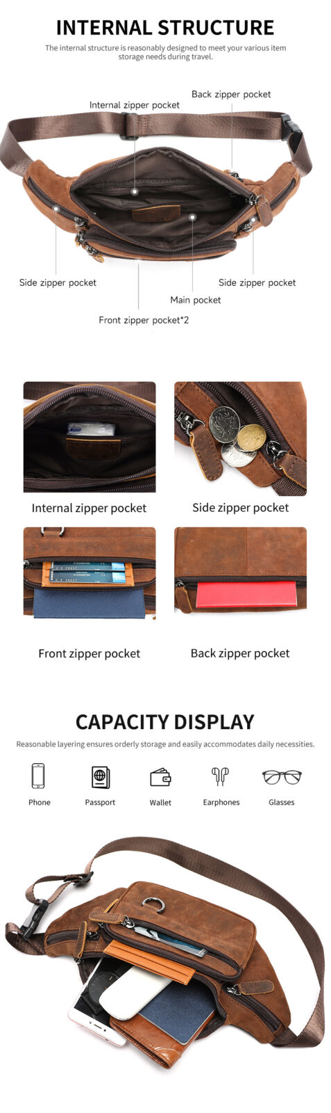Men’s Leather Sling Bag – Brown Crossbody for Everyday Carry