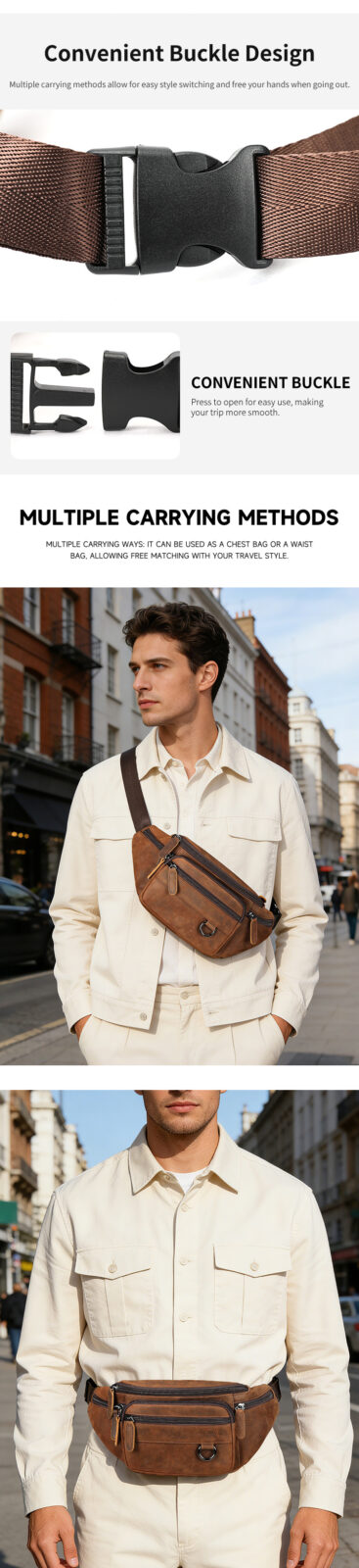 Men’s Leather Sling Bag – Brown Crossbody for Everyday Carry