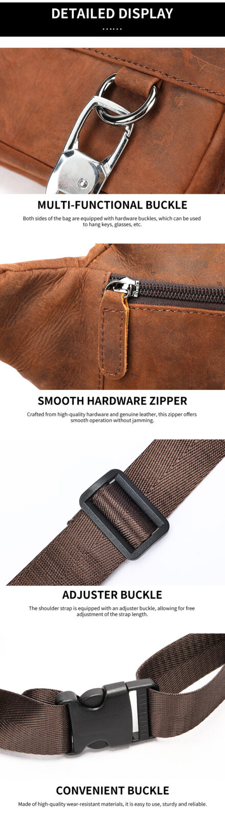 Men’s Leather Sling Bag – Brown Crossbody for Everyday Carry