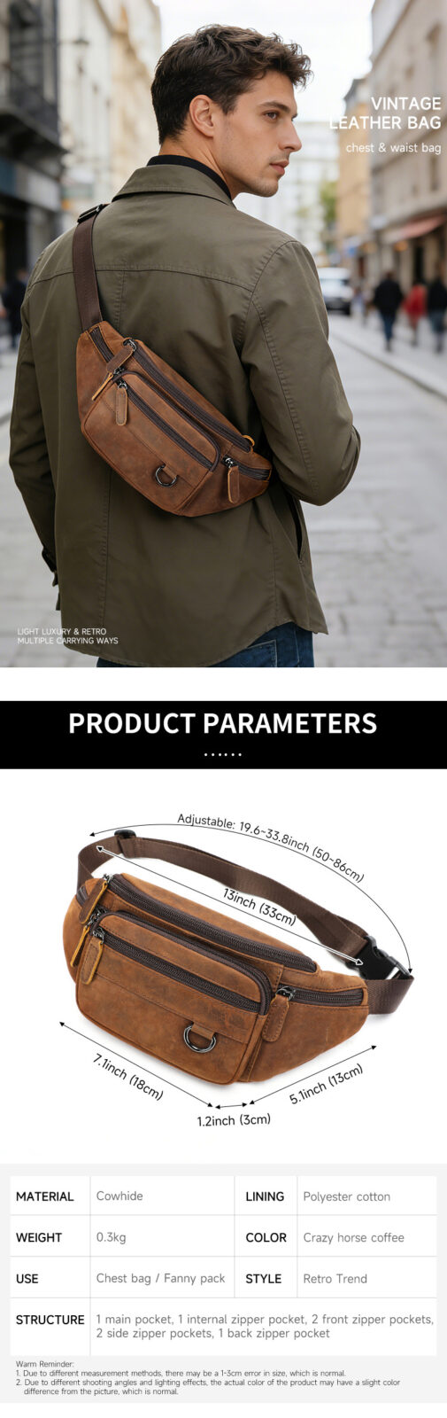 Men’s Leather Sling Bag – Brown Crossbody for Everyday Carry