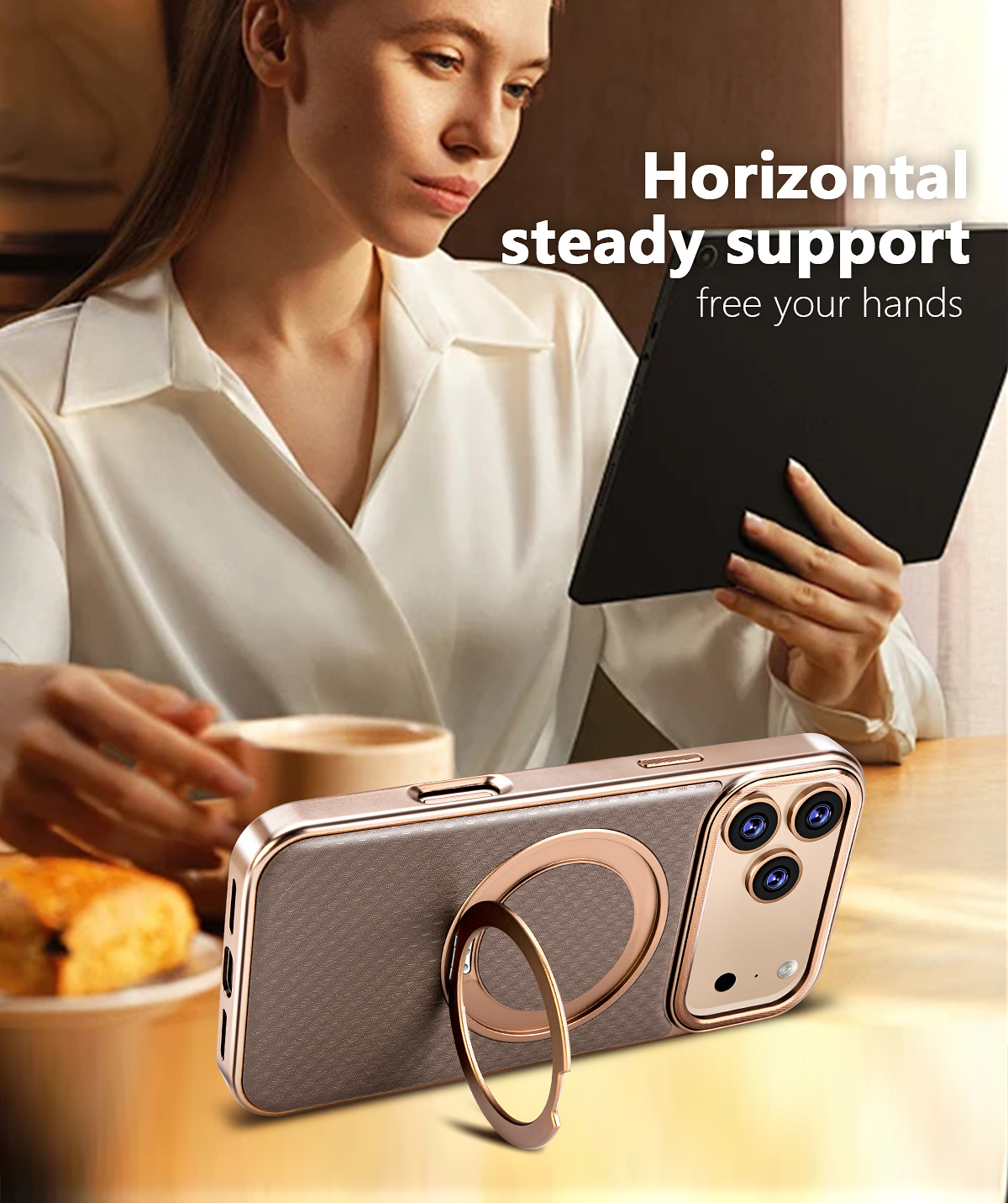 MagSafe iPhone Case with Stand – Slim & Minimal MagSafe Leather iPhone Case with Stand