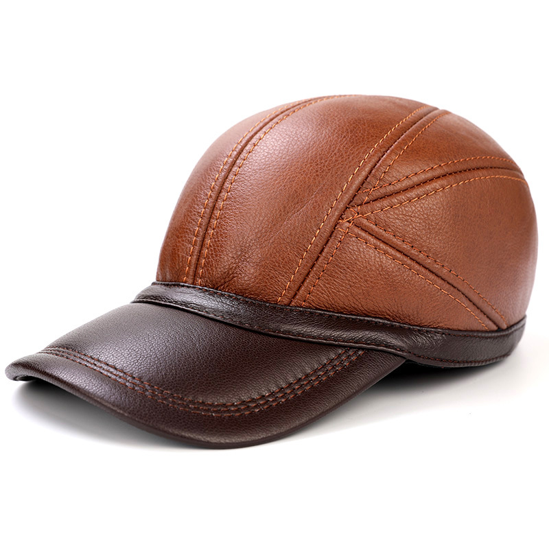 Men’s Leather Cap – Stylish Brown Baseball Cap