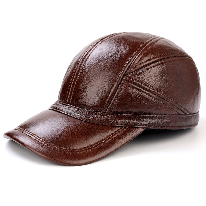 Men’s Leather Cap – Stylish Brown Baseball Cap