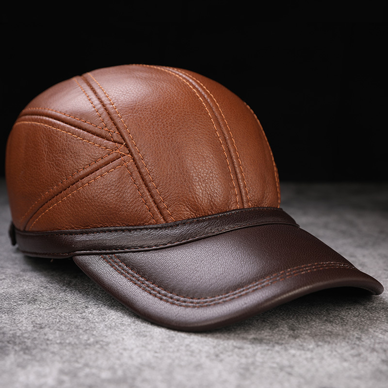 Men’s Leather Cap – Stylish Brown Baseball Cap