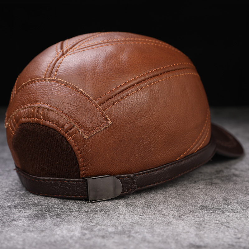 Men’s Leather Cap – Stylish Brown Baseball Cap